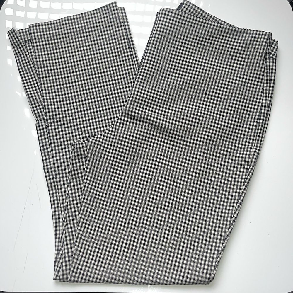 Nicole Miller Plaid Houndstooth Straight Leg Ankle Slit High-Rise Dress Pants 14